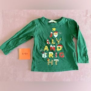 H&M Toddler Holiday Christmas Santa Graphic Long Sleeve Tee Shirt - Size 3/4T